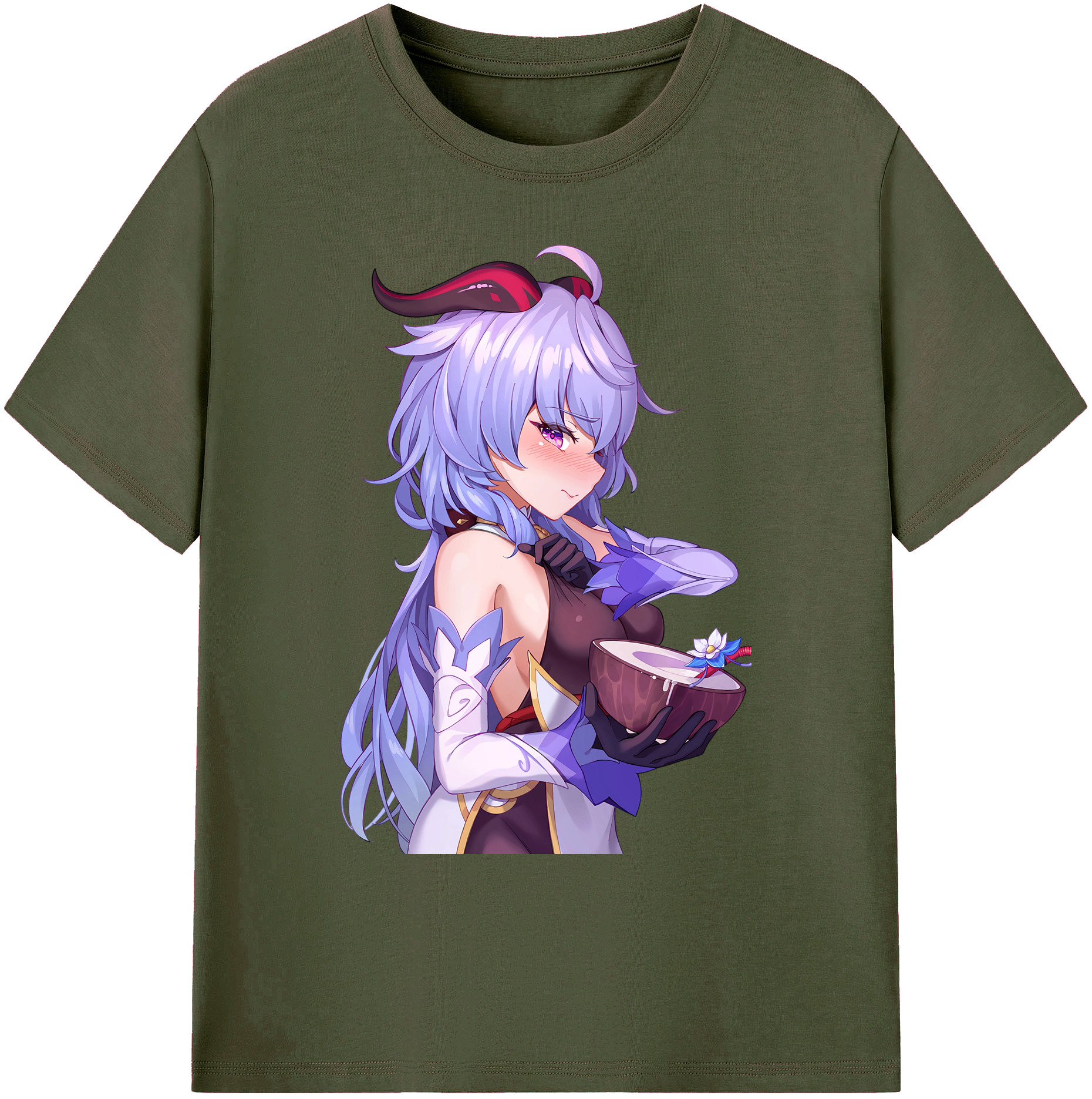 げんし神 甘雨 かんう genshin Ganyu 綿100％ メンズ半袖Tシャツ｜肌触りやわらか＆通気性